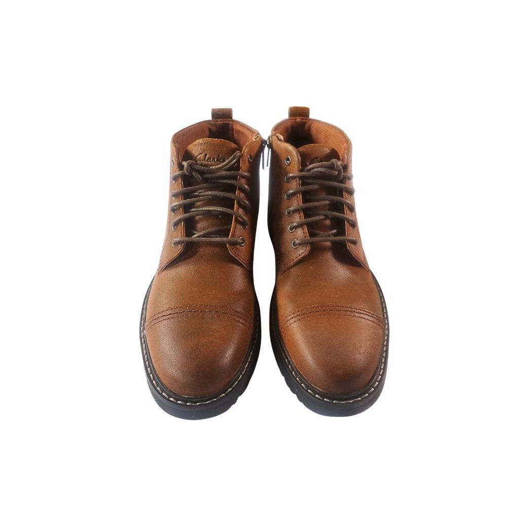 Clarks Men Size 8M Weltridge Zip Up Cola Leather Brown Ankle Boots 84532